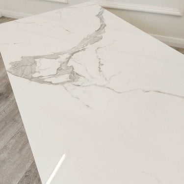 Luxury Geo Gold Coffee Table With Polar White Sintered Stone Top - Modern Geometric Design - UK Luxury Furniture